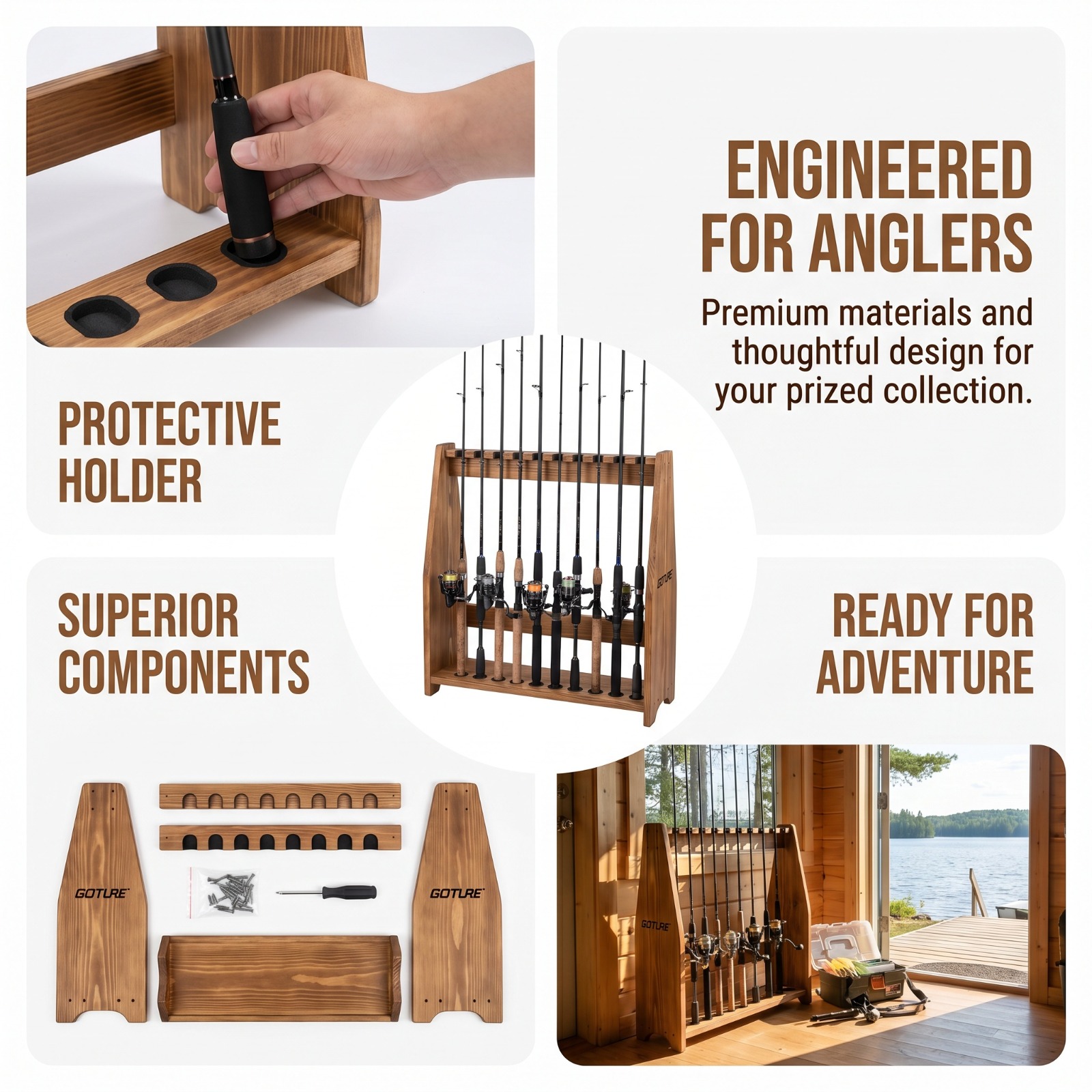 Goture 10 Slots Carbonized Pin - Fishing Rod Rack recension och pris