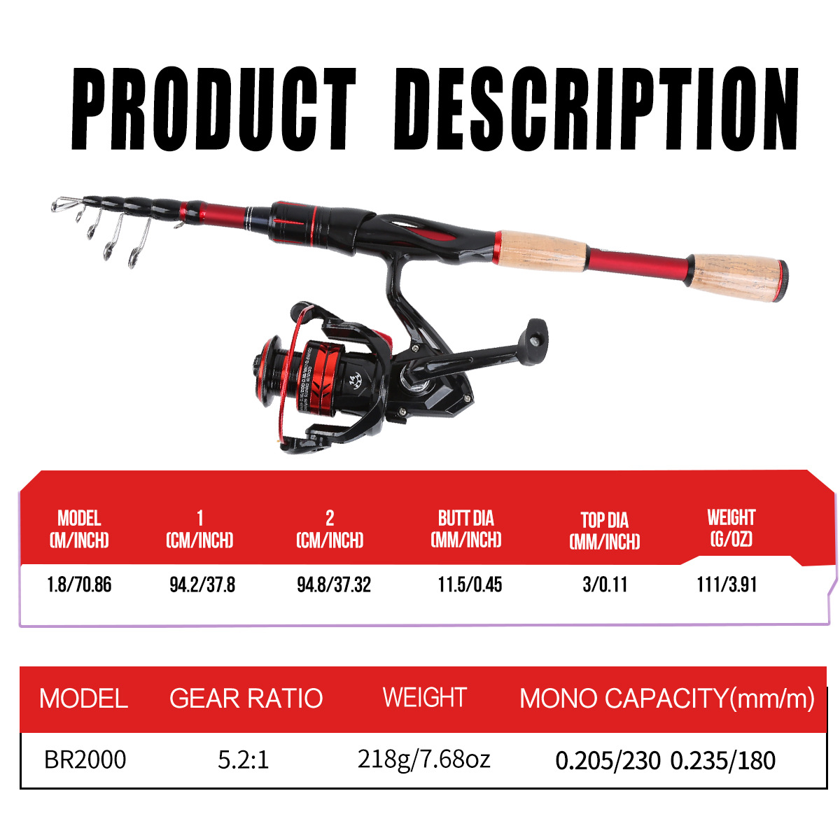 1.8m Carbon Fiber Telescopic L - Fishing Rod Carbon Fiber recension och pris