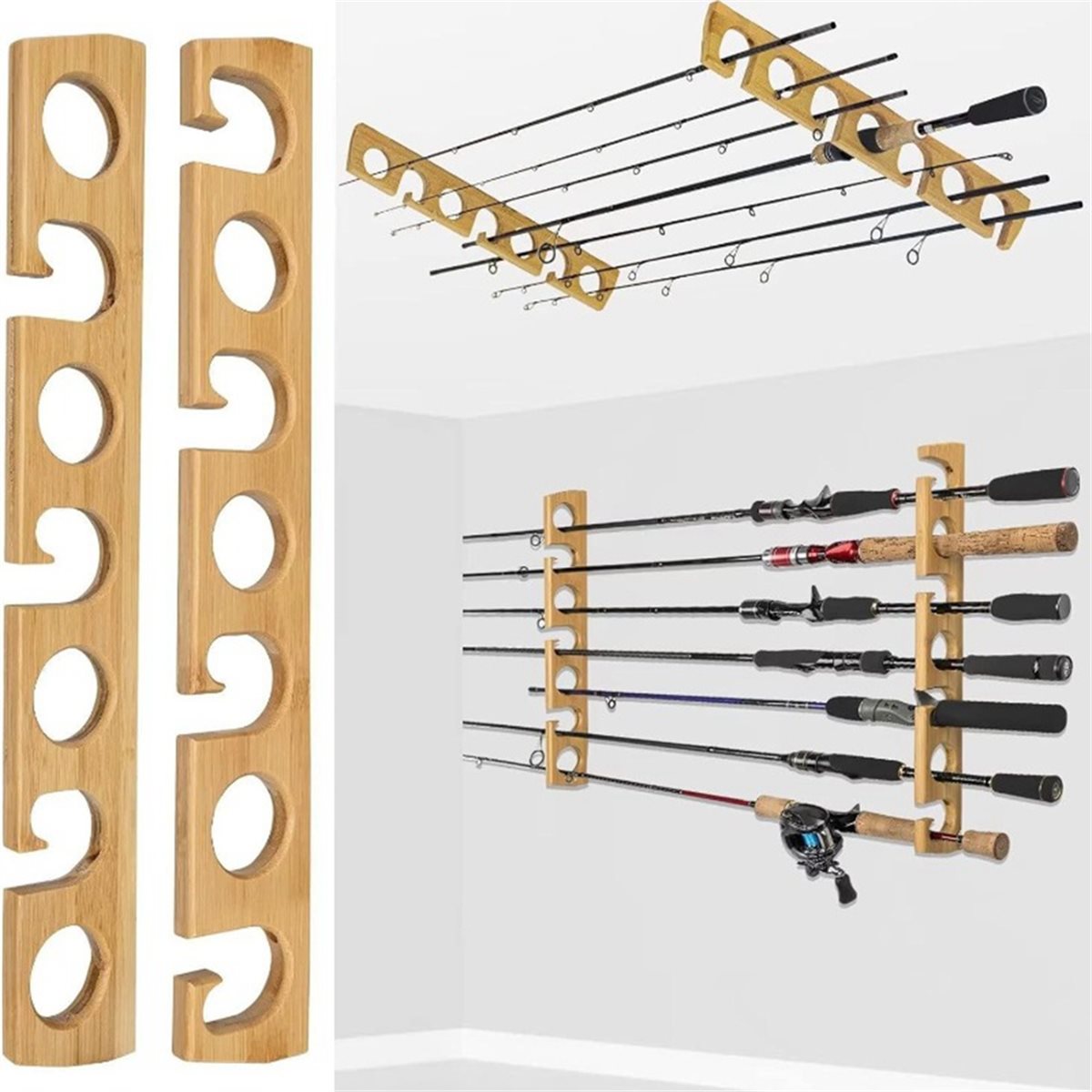 New arrival  Wooden Wall-Mount - Fishing Rod Rack recension och pris