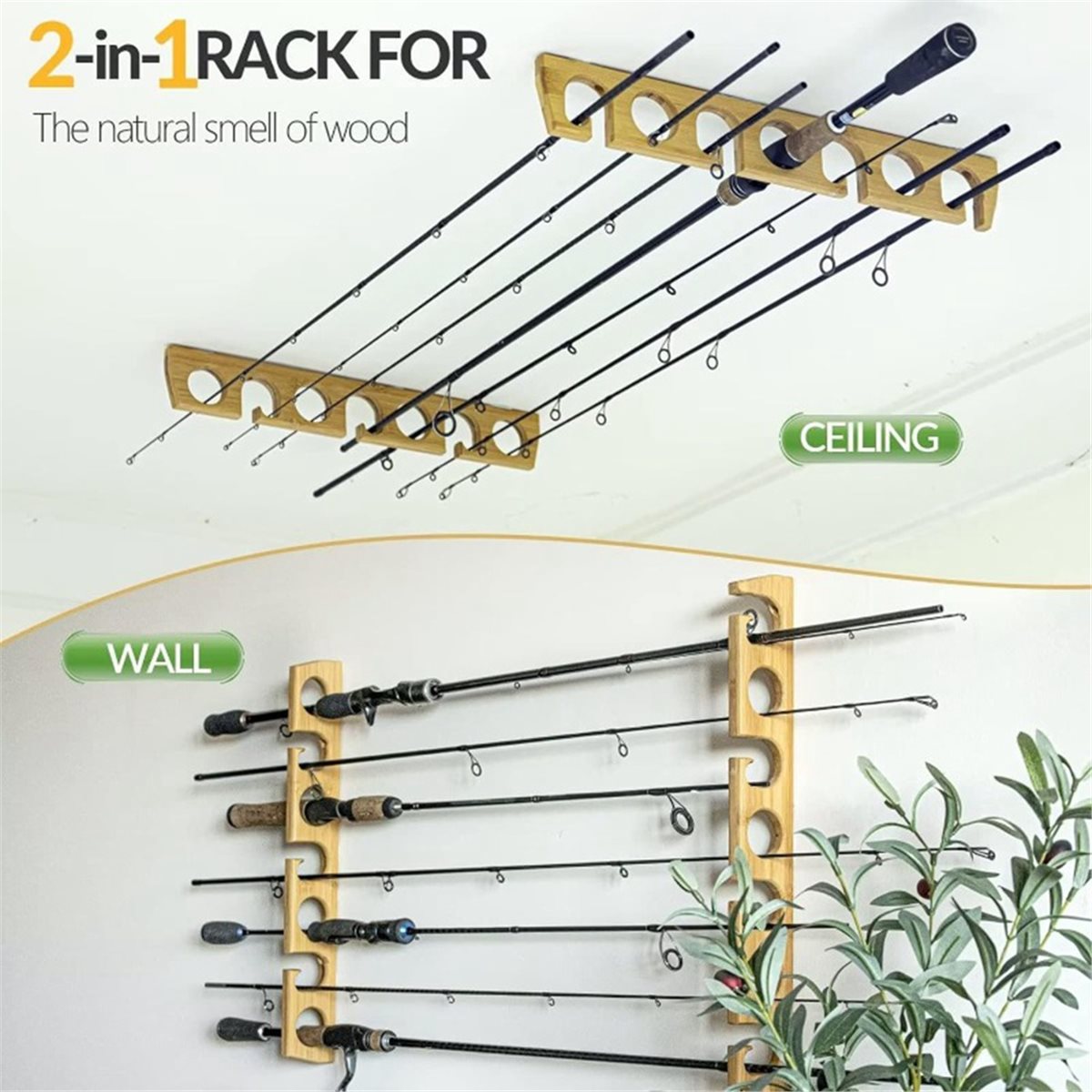 New arrival  Wooden Wall-Mount - Fishing Rod Rack recension och pris